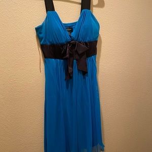 Blue Prom Dress with black bow